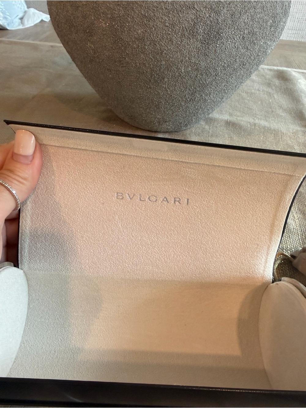 Bvlgari Beige and Black Glasses Case